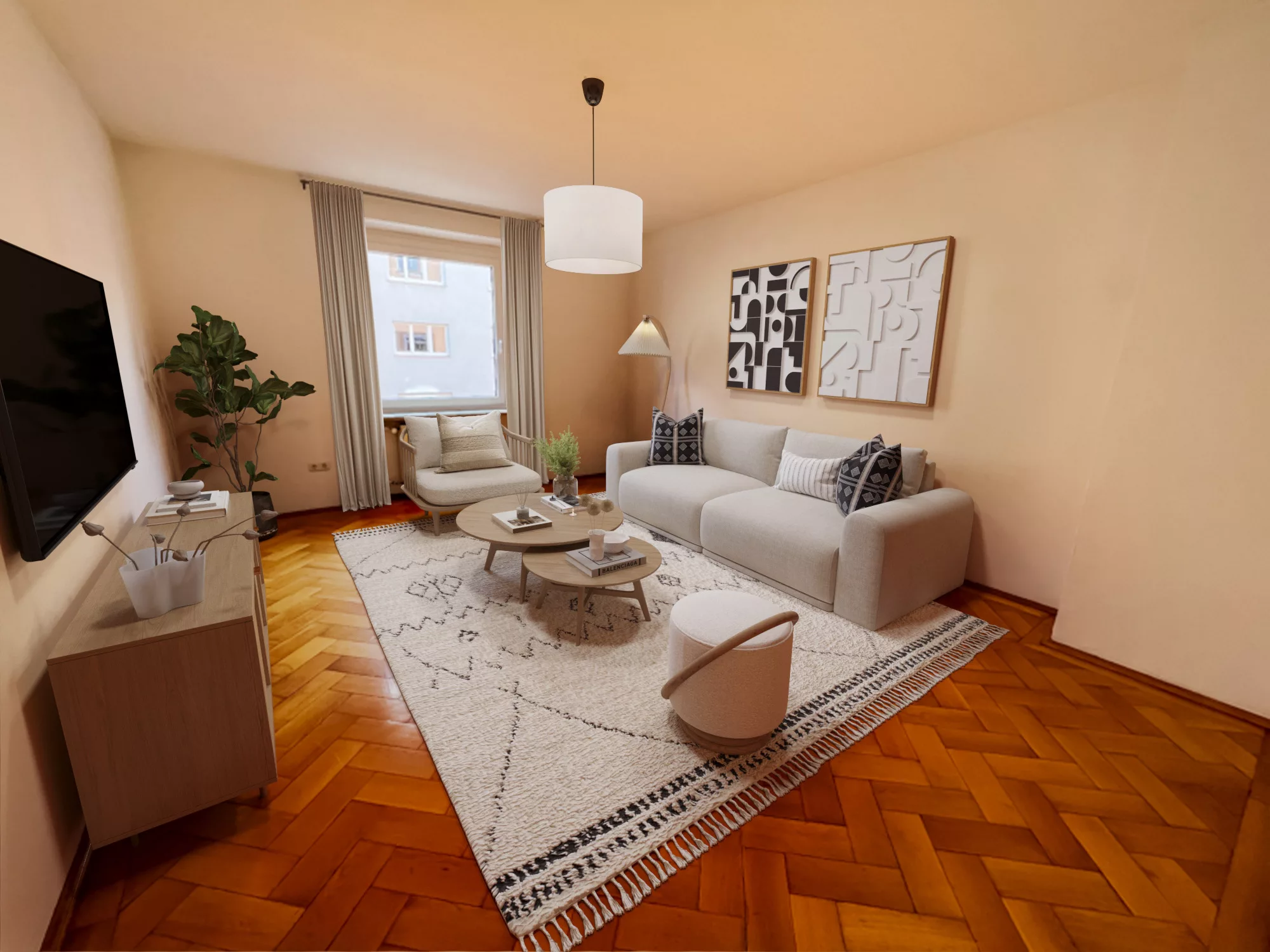 Gemütliches Wohnzimmer in einem Altbau in Neuried
