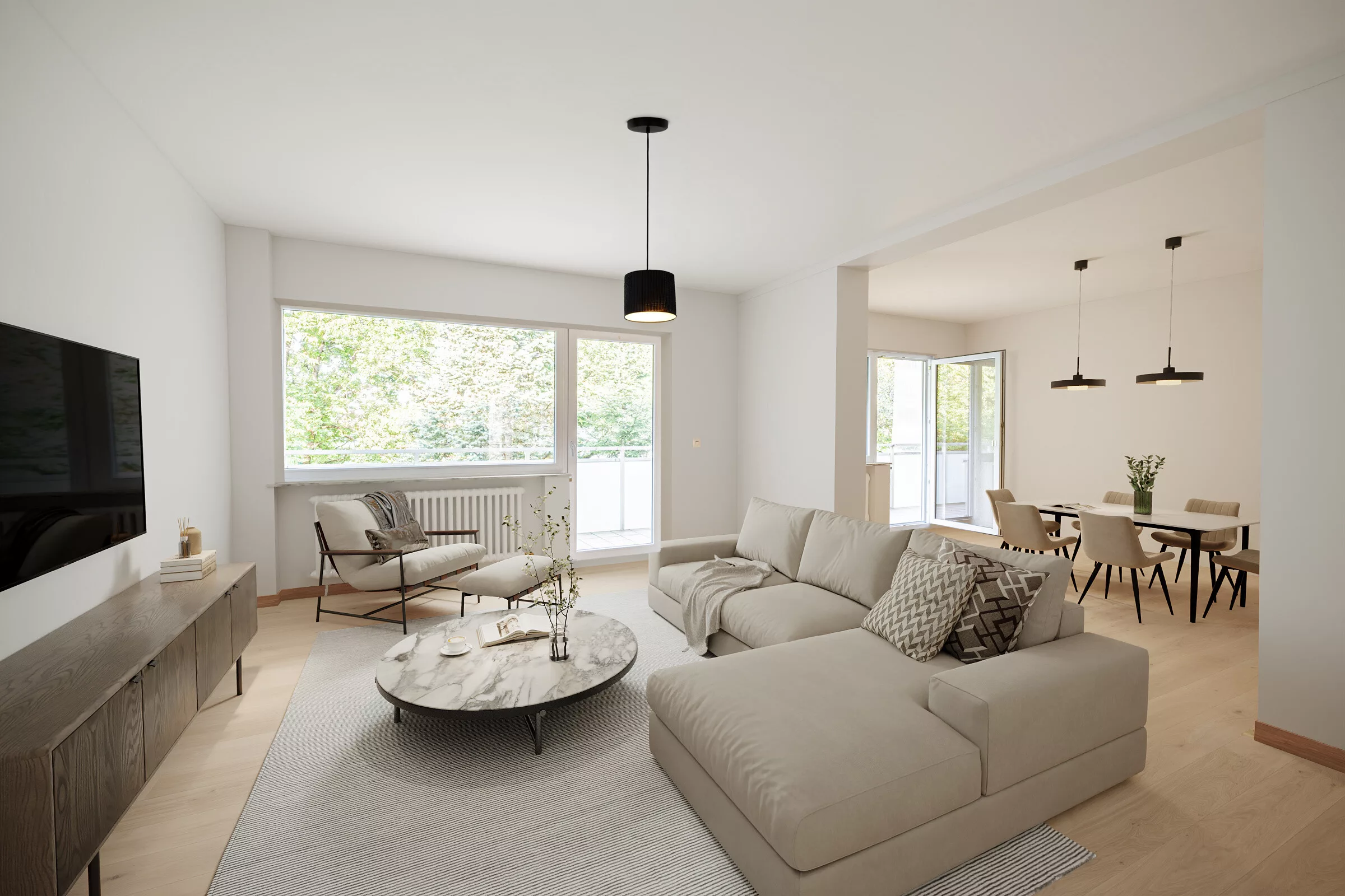 Modernes Wohnzimmer in Harlaching