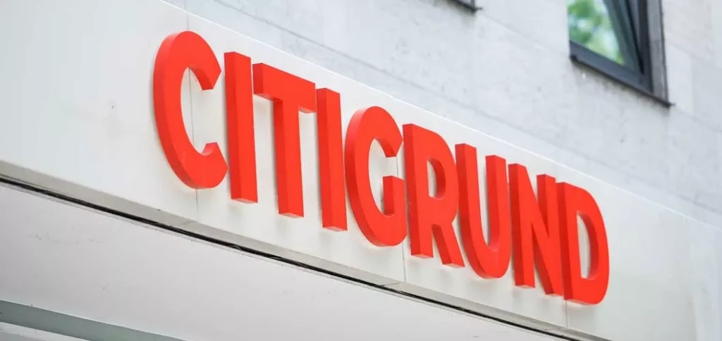 Citigrund Logo über dem Büro in München