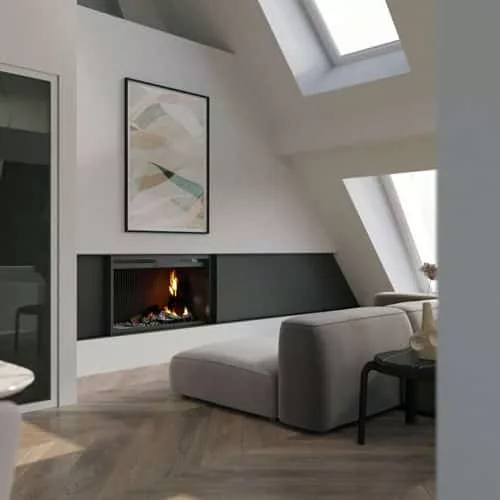 Home Staging im Wohnzimmer mit Kamin