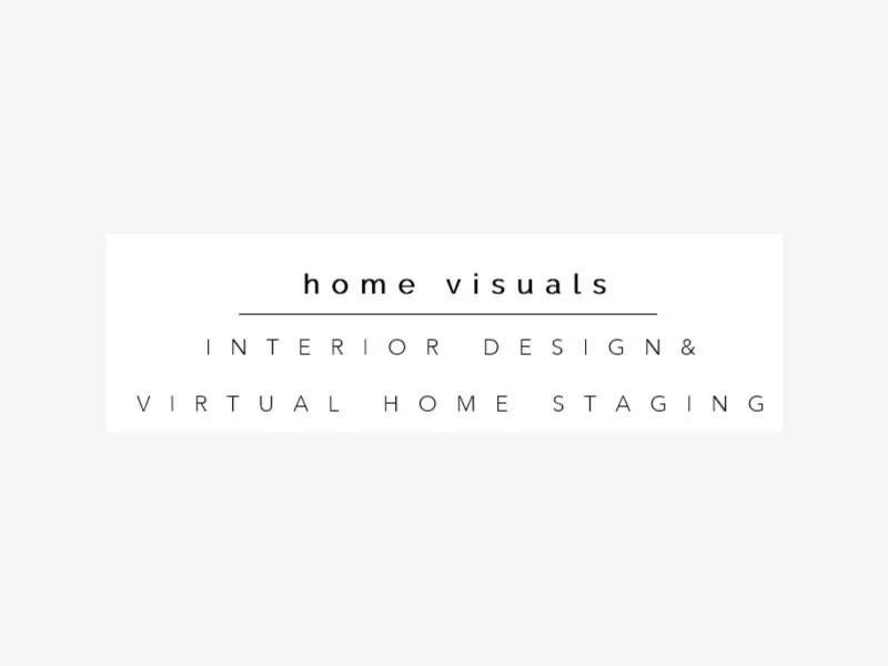 Weißes Logo von home visuals interior design & virtual home staging