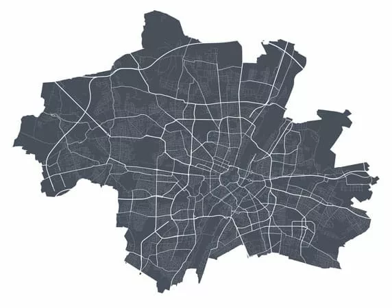 Landkarte von München mit allen Vierteln