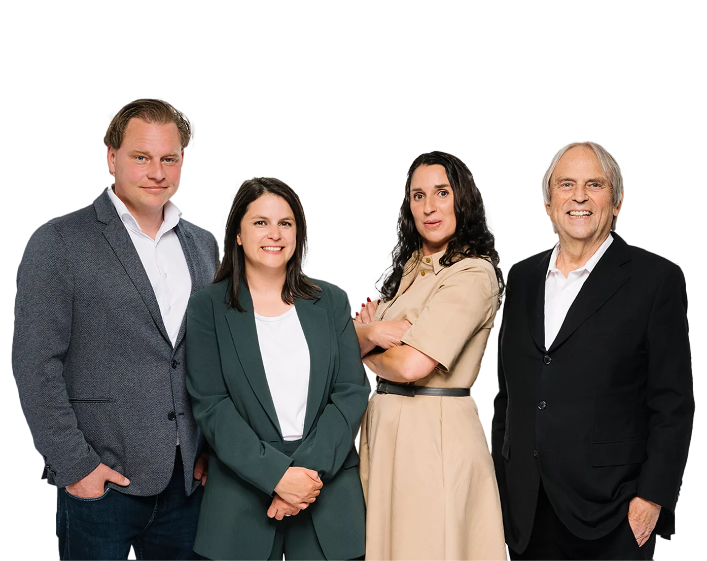 Die Gesellschafter von Citigrund: Dominik Müller, Edith Schwimmer, Sara Harms und Beppo Schwimmer