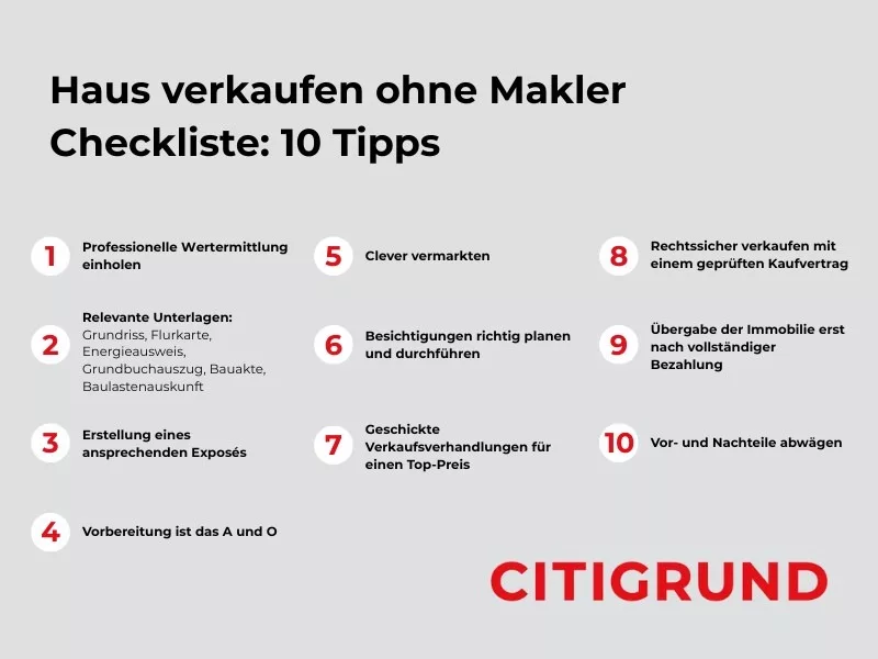 Haus verkaufen ohne Makler Checkliste