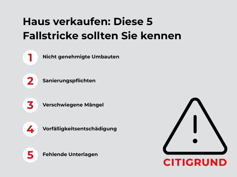 Infografik zu fünf Fallstricken beim Hausverkauf